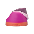 FreeSip replacement lid in Crown Jewel, magenta/fuchsia body with light pink/lavender flip cap and coral orange base ring